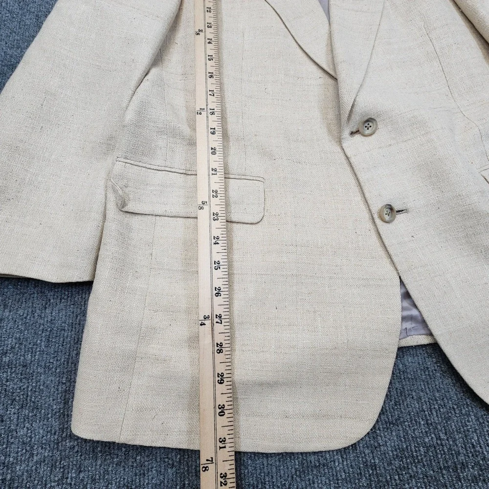 Bullock & Jones Blazer Men 44R Beige 100% Silk Slub Weave Sport Coat Made in USA